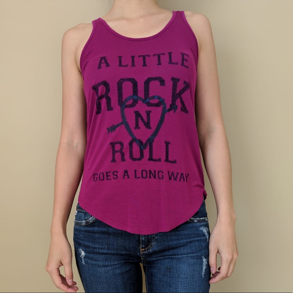 {Express} Deep Fuchsia High Low Hem Shell Tank Top